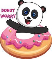 Panda mit Donut, Illustration, Vektor auf weißem Hintergrund.