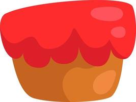 Kuchen mit rotem Zuckerguss, Illustration, Vektor auf weißem Hintergrund.