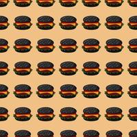 schwarzes Burgermuster, Illustration, Vektor auf weißem Hintergrund