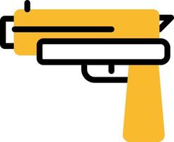 Gelbe Armeehandfeuerwaffe, Illustration, Vektor auf weißem Hintergrund.