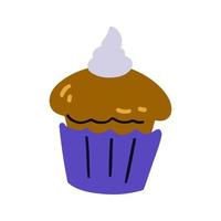 Cartoon-Design-Lebensmittelelement. handgezeichneter Cupcake mit Sahne vektor