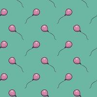 Rosa Luftballons, nahtloses Muster auf minzgrünem Hintergrund. vektor