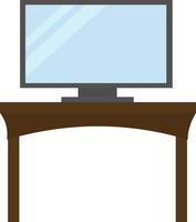 Fernseher auf Holzständer, Illustration, Vektor auf weißem Hintergrund