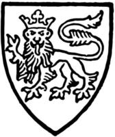 lisle borra gules en leopard silver- krönt guld, årgång gravyr. vektor