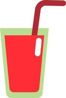 röd juice i glas med sugrör, illustration, vektor på en vit bakgrund.