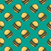 söt liten burger ,sömlös mönster på grön bakgrund. vektor