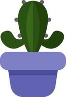 Teddybär-Cholla-Kaktus in einem lila Topf, Symbolillustration, Vektor auf weißem Hintergrund