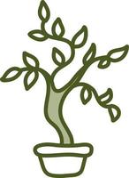 Bonsai-Baum im Topf, Illustration, Vektor auf weißem Hintergrund.