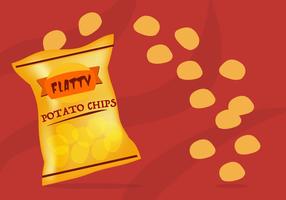 Platt påse chips Gratis Vector