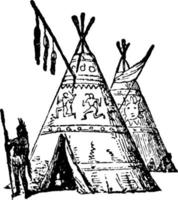 Wigwam-Weinleseillustration. vektor