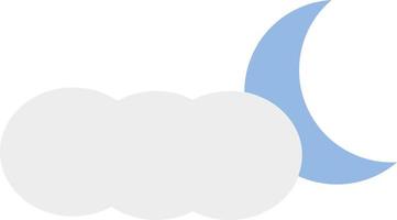regn moln med ung måne, ikon illustration, vektor på vit bakgrund