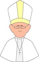 glücklicher Papst mit Brille, Illustration, Vektor auf weißem Hintergrund.