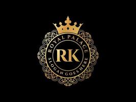 brev rk antik kunglig lyx victorian logotyp med dekorativ ram. vektor