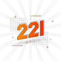 221 Zahlenvektorschriftalphabet. Nummer 221 mit dekorativem Elementvorratvektor vektor