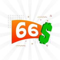 66 dollar valuta vektor text symbol. 66 USD förenad stater dollar amerikan pengar stock vektor