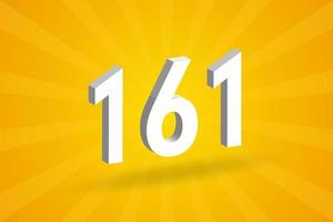 3d 161 Zahlenschriftalphabet. weiße 3D-Nummer 161 mit gelbem Hintergrund vektor