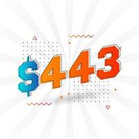 443-Dollar-Währungsvektor-Textsymbol. 443 usd US-Dollar amerikanisches Geld Aktienvektor vektor