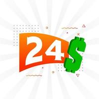 24-Dollar-Währungsvektor-Textsymbol. 24 usd US-Dollar amerikanisches Geld Aktienvektor vektor