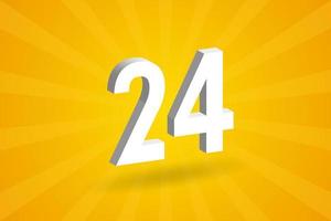 3d 24 siffra font alfabet. vit 3d siffra 24 med gul bakgrund vektor