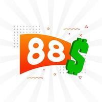 88-Dollar-Währungsvektor-Textsymbol. 88 usd US-Dollar amerikanisches Geld Aktienvektor vektor