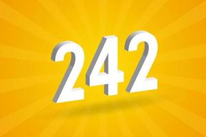 3d 242 Zahlen Schriftart Alphabet. weiße 3D-Nummer 242 mit gelbem Hintergrund vektor
