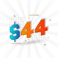 44-Dollar-Währungsvektor-Textsymbol. 44 usd US-Dollar amerikanisches Geld Aktienvektor vektor