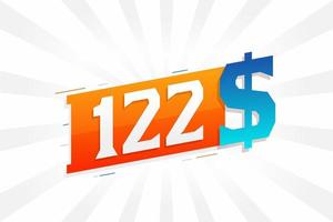 122-Dollar-Währungsvektor-Textsymbol. 122 usd US-Dollar amerikanisches Geld Aktienvektor vektor