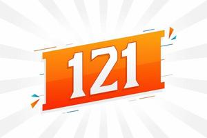 121 Zahlenvektor-Schriftalphabet. Nummer 121 mit dekorativem Elementvorratvektor vektor