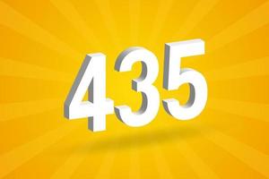 3d 435 siffra font alfabet. vit 3d siffra 435 med gul bakgrund vektor
