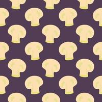 Gepunktete Pilze, nahtloses Muster auf violettem Hintergrund. vektor