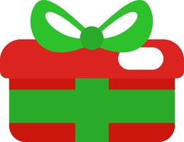 rotes Geschenk mit grünem Band, Illustration, Vektor auf weißem Hintergrund.