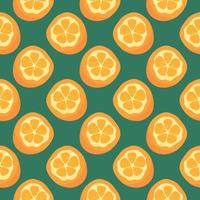 Orange Kumquat, nahtloses Muster auf dunklem Hintergrund. vektor
