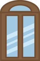 Glasfenster mit braunem Rahmen, Illustration, Vektor, auf weißem Hintergrund. vektor