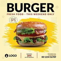 super leckere burger und restaurant speisekarte social media werbebanner post design vorlage vektor