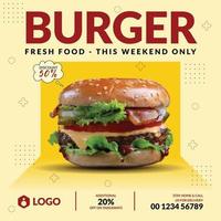 super utsökt burger och restaurang mat meny social media befordran baner posta design mall vektor
