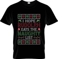 hässliches Weihnachts-T-Shirt-Design, hässlicher Weihnachts-T-Shirt-Slogan und Bekleidungsdesign, hässliche Weihnachtstypografie, hässlicher Weihnachtsvektor, hässliche Weihnachtsillustration vektor