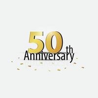 gold 50-jähriges jubiläumsfeier elegantes logo weißer hintergrund vektor