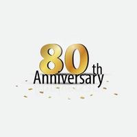 goldenes 80-jähriges jubiläum elegantes logo weißer hintergrund vektor