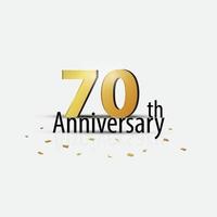 goldenes 70-jähriges jubiläum elegantes logo weißer hintergrund vektor