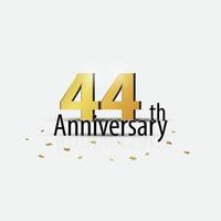goldenes 44-jähriges jubiläum elegantes logo weißer hintergrund vektor