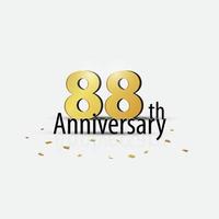 goldenes 88-jähriges jubiläum elegantes logo weißer hintergrund vektor
