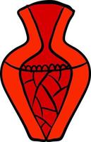 rote Vase, Illustration, Vektor auf weißem Hintergrund.