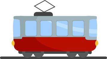 Rote Straßenbahn, Illustration, Vektor auf weißem Hintergrund