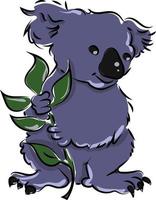 Lila Koala, Illustration, Vektor auf weißem Hintergrund.