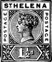 st. Helena 1,5 d Stempel, 1890, Vintage-Illustration vektor