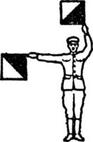 signal für eine bejahung und den buchstaben p, vintage illustration vektor
