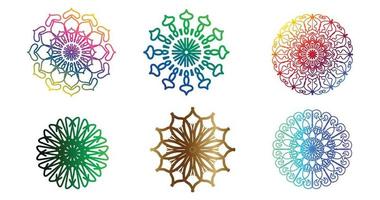 buntes Mandala, gesetztes Mandala, Mandalas, dekoratives Vintage-Element, orientalisches Muster, Vektor, Islam, Arabisch, Indisch, Türkisch, Pakistan, Chinesisch, osmanische Motive, Luxus-Ziermandala vektor