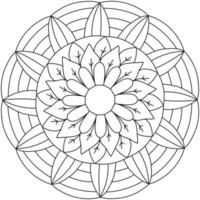 enkel kontur mandala i de form av en blomma, färg sida för småbarn på en växt tema vektor