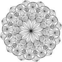 Mandala mit spiralförmigen Locken und einer Blume in der Mitte, meditative Malseite mit kunstvollen Mustern vektor
