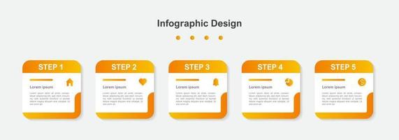 fünf Schritte orange abstrakte Business-Infografik-Vorlage vektor